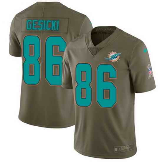 Nike Dolphins #86 Mike Gesicki Olive Mens Stitched NFL Limited 2017 Salute To Service Jersey